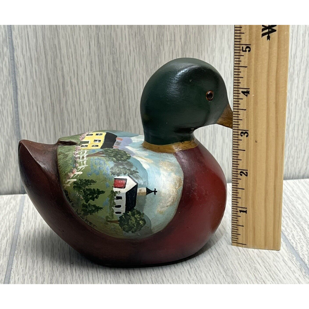 Vintage Hand Painted Duck Decoy House Fence‎ Church Barn Signed Sandy Wickes - Picture 9 of 11
